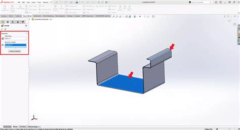 using the unfold sheet metal feature on part in solidworks|solidworks sheet metal fold tool.